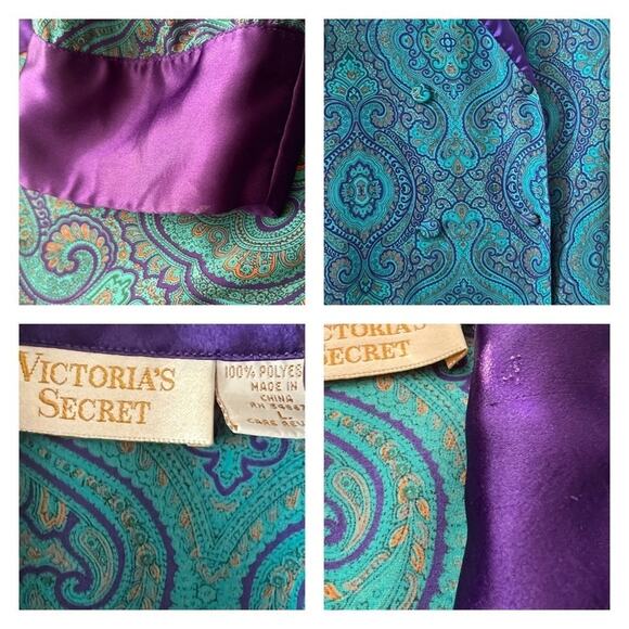 Victoria Secret Gold Label Paisley Print Sleepwear Classic Nightshirt Size L - Picture 8 of 8